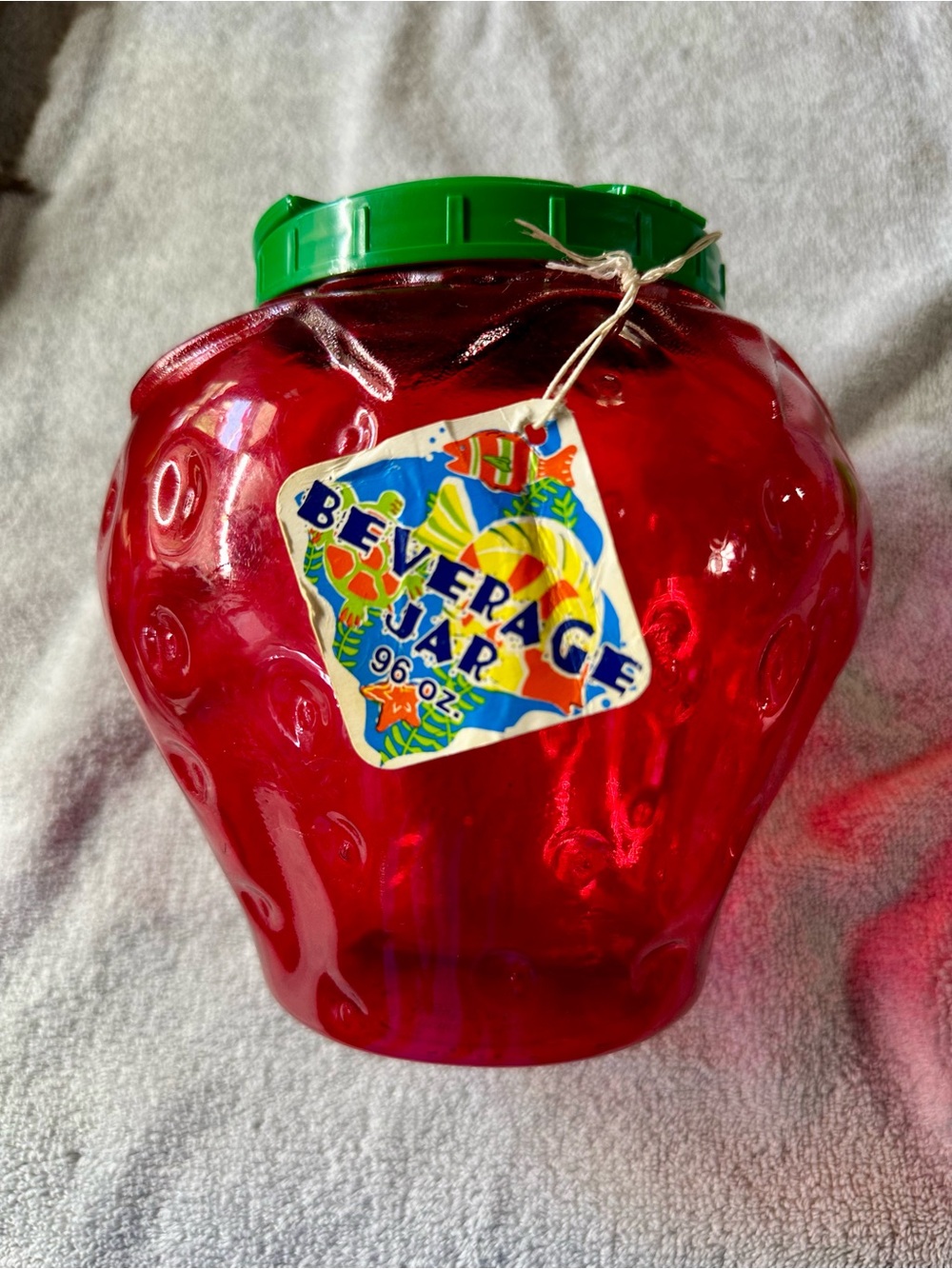 Vintage Packerware Strawberry Pitcher Container Rare USA Made 7” Tall NWT